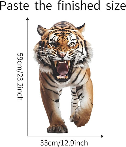 Lifelike Tiger Wall Decal 3D Animals Wall Sticker Safari Wall Decor for Nursery Kid'sroom School Classroom Livingroom Bedroom Bathroom Decoration (Lifelike Tiger 5)