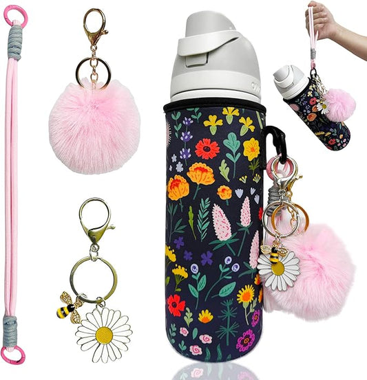 24oz Sleeves Compatible with Owala Sleeve Water Bottle Strap Compatible with Owala Charm Cute Accessories Compatible with Owala FreeSip Stainless Steel 24oz Tritan 25oz Twist 24oz Tumbler