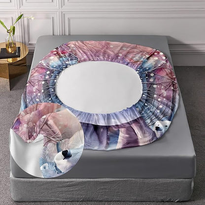 AILONEN Polar Bear Fitted Sheet Set Twin XL Size, Arctic Animals Bedding Winter Snow Bear Kawaii Kids Bed Sheet with 2 Pillowcases,3 Pieces TwinXL Fitted Sheet Set for Girls Boys