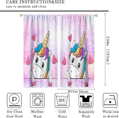 Kids Unicorn Curtains Kids Girls Boys Rainbow Unicorn Pattern Blackout Curtains Bedroom Curtains 42x54 Inches 2 Panels