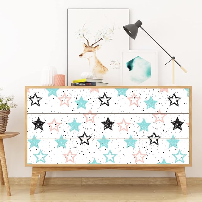 Amaonm Removable 15.8 x 98.4inch Wall Decals DIY Wallpaper Wall Stickers Murals Decor for Kids Babys Girls Bedroom Teens Nursery Living Room Door Desk Decoration (Star)