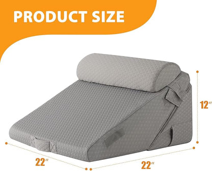 3PCS Orthopedic Bed Wedge Pillow Set for Sleeping, Wedge Pillow for Back Pain Relief, 10-in-1 Adjustable Bed Wedge Pillow Post Surgery, Triangle Pillow for Acid Reflux Snoring Gerd, Grey