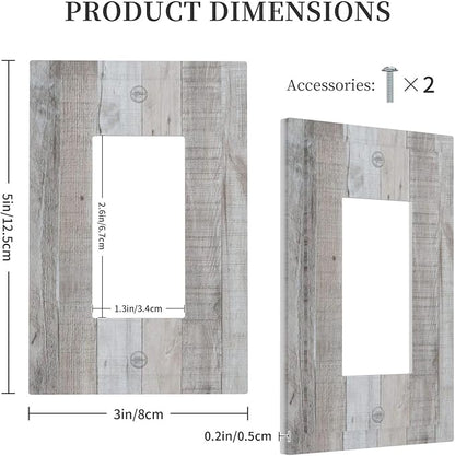Rustic Grey Wood Shiplap 1 Gang Rocker Light Switch Plate Vintage Country Single Decora Outlet Wall Plate Cover Faceplate Decorative Switchplate GFCI for Farmhouse Bathroom Livingroom Bedroom Decor