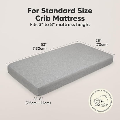 2-Pack Organic Crib Sheets for Boys, Girls - Jersey Fitted Crib Sheet, Baby Crib Sheets Neutral, Crib Mattress Sheet, Cotton Crib Sheets, Breathable Crib Sheet, Baby Mattress Sheets (Storm)