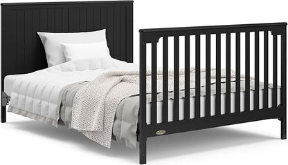 Graco Hadley 5-in-1 Convertible Crib and Changer with Drawer (Black) – GREENGUARD Gold Certified, Crib and Changing Table Combo with Drawer, includes Baby Changing Pad, Converts to Full-Size Bed