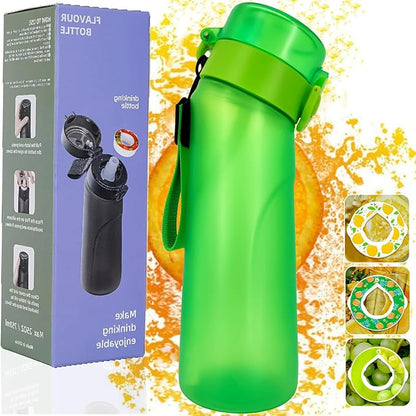 Air Water Bottle,750ML Scent Water Cup with 3 Flavour Pods,Leak Proof Sports Water Cup with Straw Suitable for Outdoor Sports,Gifts From Friends, Birthday Gifts (New Green + 3pods)