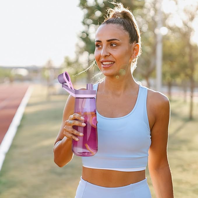 Kerilyn 32oz Water Bottle, Wide Mouth Plastic Water Bottles Chug Lid Sports Water Bottle, Reusable Water Bottle With Handle, Leak-Proof Clear Water Bottle for Travel, Fitness, Men, Women, Pink