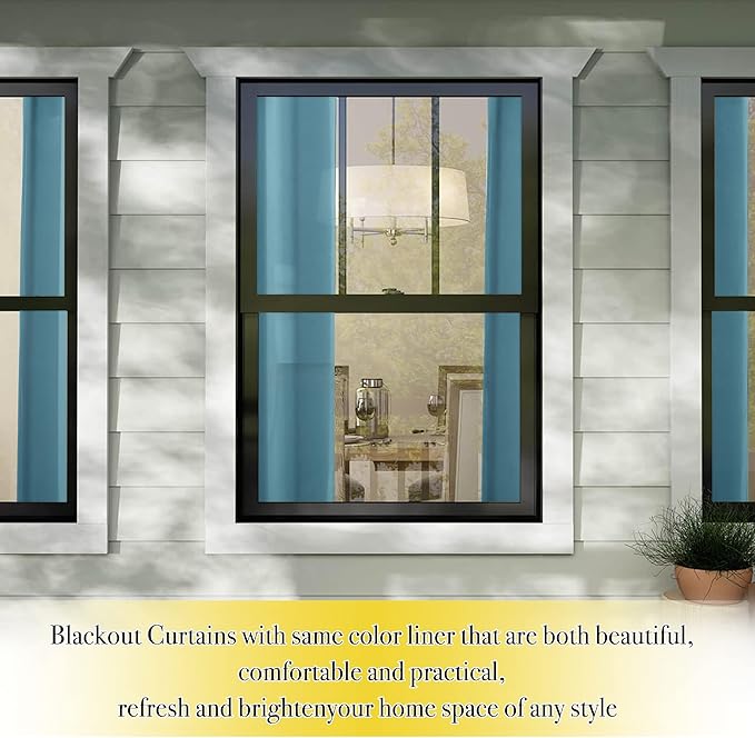 NICETOWN 100% Blackout Curtains 84 inches Long, Pair of Energy Smart & Noise Blocking Out Drapes for Baby Room Window, Thermal Insulated Guest Room Lined Window Dressing(Teal Blue, W42 x L84)