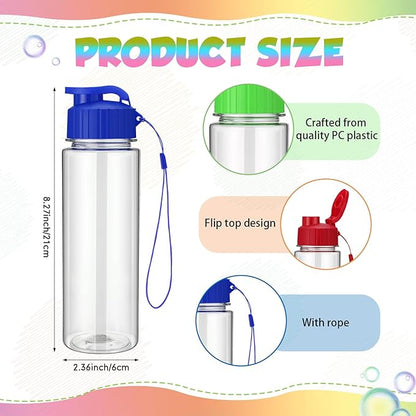 30 Pieces 17 oz Water Bottle Bulk Plastic Water Bottles Bulk with Handle Strap Lightweight Leakproof Drink Flip Top Bottles for Adults Fitness Gym (Multicolored)