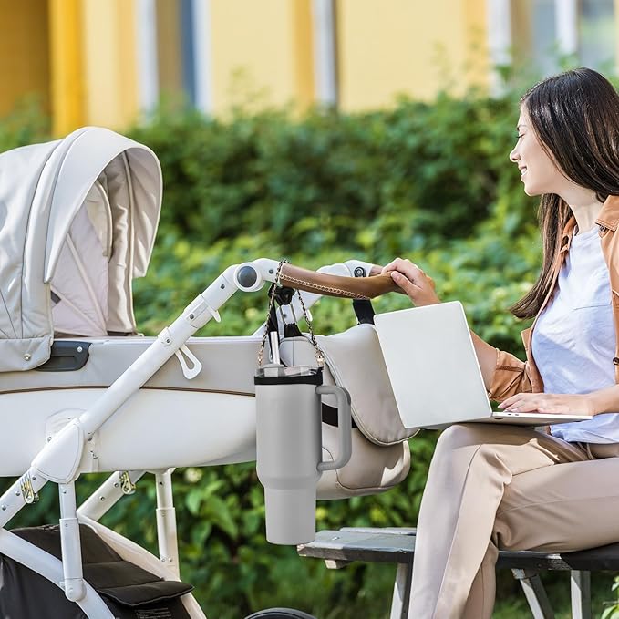 Water Bottle Handle, Silicone Water Bottle Sling Stretches to Fit Most 8-40oz Bottles, Fashionable Accessories Compatible for Stanley Cup Black…