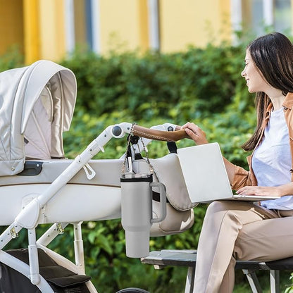 Water Bottle Handle, Silicone Water Bottle Sling Stretches to Fit Most 8-40oz Bottles, Fashionable Accessories Compatible for Stanley Cup Black…