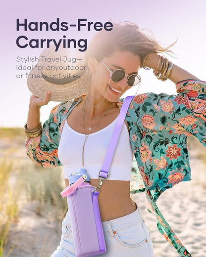 40 oz Insulated Water Bottle with Straw Lid, BUZIO Stainless Steel Water Flask Keep Cold 48h with Carrying Pouch, Lead-Free Double Wall Vacuum Thermo Tumbler Leak Proof Sport Metal Canteen, Purple