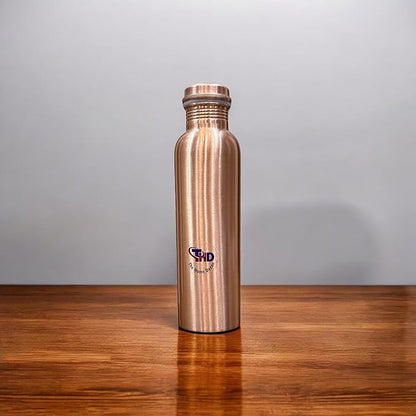 34Oz Pure Copper Water Bottle for Drinking Large Handcrafted Ayurvedic Copper Water Bottle, Leak Proof Lid Smooth Finish Water Vessel Copper Drinking Water Bottle 34Oz (Smooth Finish)