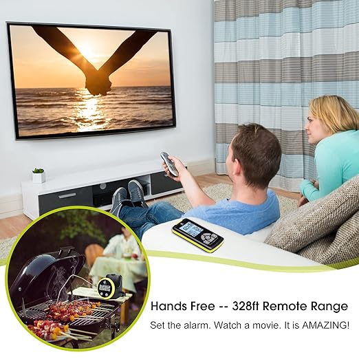 AIMILAR Remote Meat Thermometer for Cooking - Dual Probes Digital Meat Temperature Thermometer Magnetic for Grilling and Smoking with Clip Timer Alarm for Kithen Oven