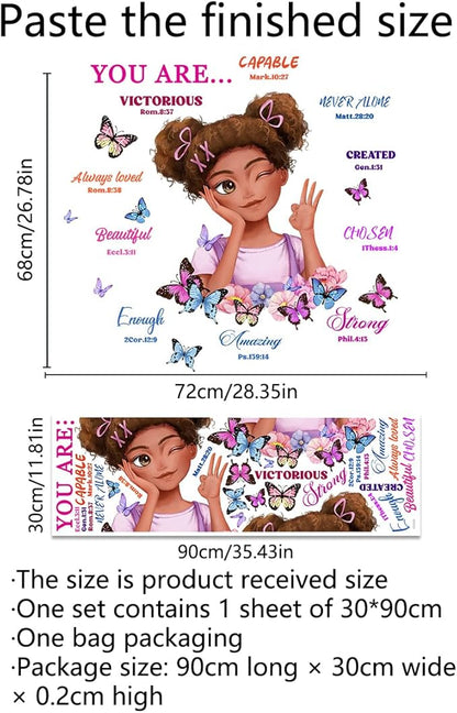 Black Girl Magic Wall Decor Bible Verses Wall Decals for Girls Bedroom Princess Wall Stickers & Murals Peel and Stick Removable Vinyl Butterfly Wall Decals for Children Kids Room Playroom Nursery