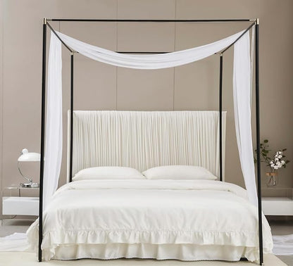 Akiky Canopy Bed Curtains White Bed Canopy Drapes Sheer Curtain Bed Scarf 1 Curtains Panel for King Size Bed décor