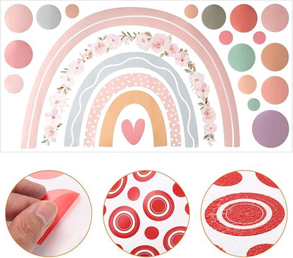 uxcell 18 Pcs (1 Sheet) Polka Dots Wall Sticker, PVC Peel and Stick Rainbow Wall Decal Sticker for Bedroom Classroom, Colorful