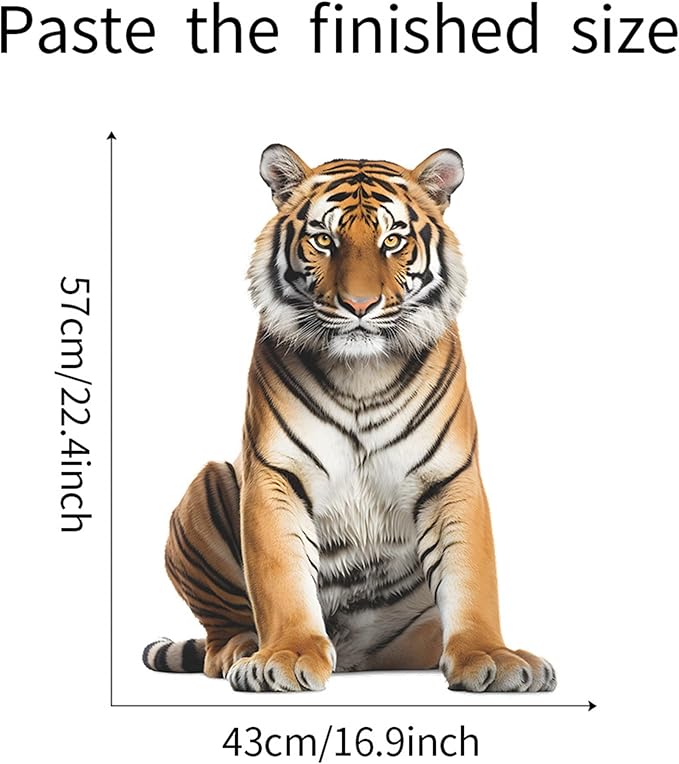 Lifelike Tiger Wall Decal 3D Animals Wall Sticker Safari Wall Decor for Nursery Kid'sroom School Classroom Livingroom Bedroom Bathroom Decoration (Lifelike Tiger 8)