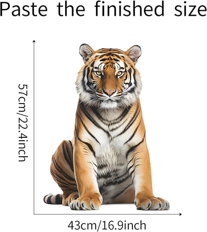 Lifelike Tiger Wall Decal 3D Animals Wall Sticker Safari Wall Decor for Nursery Kid'sroom School Classroom Livingroom Bedroom Bathroom Decoration (Lifelike Tiger 8)