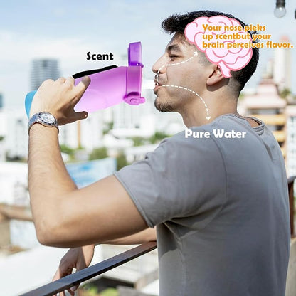 Air Water Bottle with Flavor Pods, 750ML Scent Water Cup with Flavor Pods Box，0% Sugar Fragrance Water Bottle Suitable for Outdoor Sports (Gradient Purple+1pods)