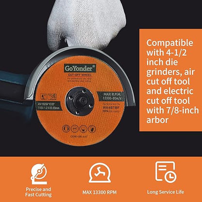 GoYonder 50 Pack 4.5" Cutting Wheel for Metal,Stainless and Steel 4-1/2" x 0.045 x 7/8-Inch Ultra Thin Cut-Off Wheel for Angle Grinders