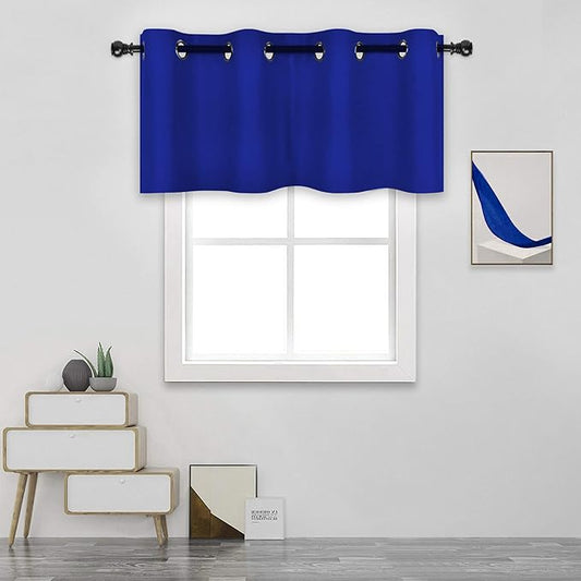 Royal Blue Valances for Windows Solid Grommet Top Blackout Valance for Kitchen Short Straight Drape Valance for Bedroom Boys Room 52X18 1 Panel