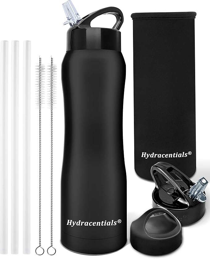 Insulated Stainless Steel Metal Water Bottle with Straw Lid - Vacuum Insulated Water Bottles, Keeps Hot and Cold - Sports Canteen Bottle