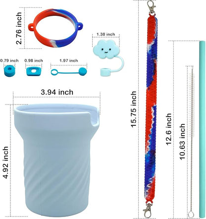Accessories Set for Stanley 40oz including 6PCS Silicone Spill Proof Stopper 1PCS Straw Cover 1 PCS Siliconce Boot Sleevec 1 PCS Silicone Water Bottle Handle Strap 1PCS Straw & Cleaning Brush