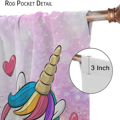 Kids Unicorn Curtains Kids Girls Boys Rainbow Unicorn Pattern Blackout Curtains Bedroom Curtains 63x72 Inches 2 Panels
