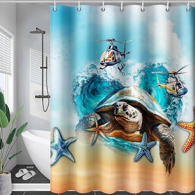 AILONEN Sea Turtle Shower Curtain for Bathroom, Ocean Beach Theme Bathroom Curtain,Tie Dye Animal Bath Curtain 72" W*72" H Polyester Waterproof Bathroom Curtain with 12 Hooks