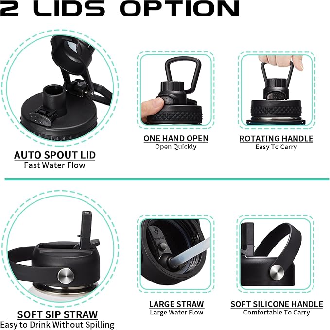 87 oz Insulated Water Bottle with Straw - Stainless Steel Sports Water Bottle, Double Wall Thermo Mug, Leak-Proof, 48h Cold-24h Hot, BPA Free, Rose Purple Gradient, Outdoor Activities