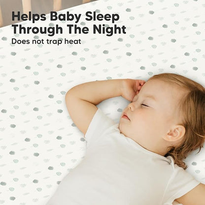 2-Pack Mini Crib Sheets Fitted, Pack and Play Sheets - Organic Cotton Pack N Play Sheets for Pack and Play Mattress, Playard Baby Crib Sheets, Jersey Crib Sheets Neutral for Boys,Girls (Tropic Oasis)