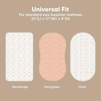 2-Pack Organic Bassinet Sheets for Girls, Boys - 100% Cotton Bassinet Mattress Sheets Compatible with Halo Bassinest Swivel Sleeper, Graco, Baby Delight, Chicco, Fitted Bassinet Sheets (Butterflies)