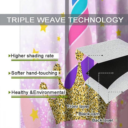 Kids Unicorn Curtains Kids Girls Boys Rainbow Unicorn Pattern Blackout Curtains Bedroom Curtains 42x63 Inches 2 Panels