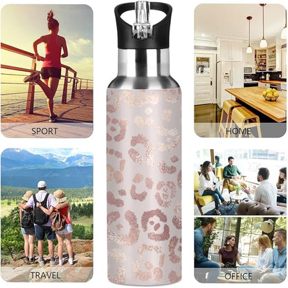 MNSRUU Insulated Water Bottle with Straw, Rainbow and Unicorns Stainless Steel Flasks for Sports Cycling Hiking School