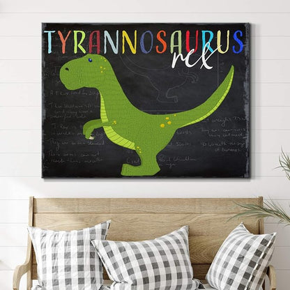 Renditions Gallery Canvas Animal Wall Art Modern Decorations Paintings Green Tyrannosaurus Rex Vibrant Dinosaur Canvas Wall Hanging Artwork for Kids Bedroom Nursery - 24"x36" LT33