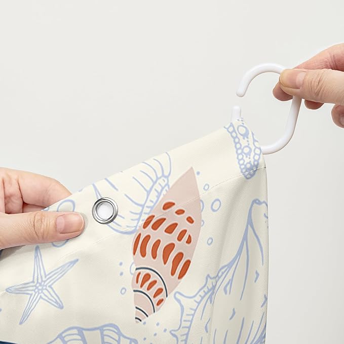 AILONEN Cartoon Dolphin Shower Curtain for Kids Boys Girls,Cute Sea Animals Waterproof Fabric Shower Curtain for Bathroom,Ocean Shell Theme Shower Curtain Set with Hooks,72" W*84" H