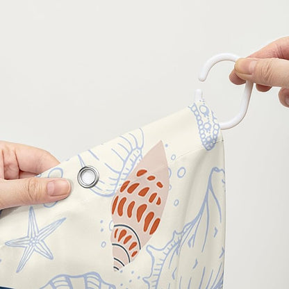 AILONEN Cartoon Dolphin Shower Curtain for Kids Boys Girls,Cute Sea Animals Waterproof Fabric Shower Curtain for Bathroom,Ocean Shell Theme Shower Curtain Set with Hooks,60" W*72" H