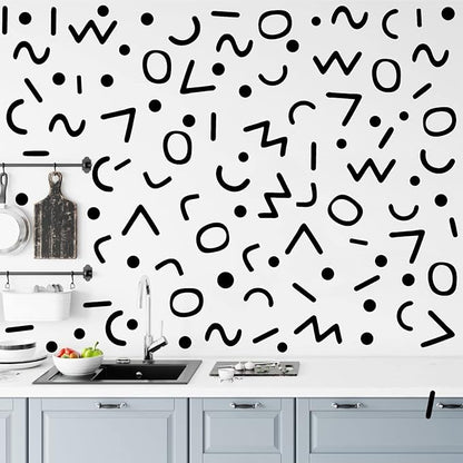 Black Line Wall Decals Vinyl Lines Wall Decals Peel and Stick Wall Stickers Vintage Abstract Geometric Wall Decals Modern Wall Stickers for Bedroom Living Room Decor