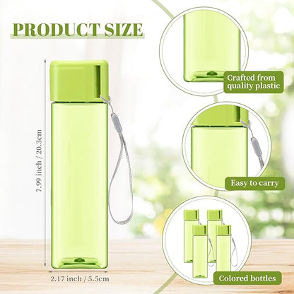 Mifoci 20 Pieces Water Bottle Bulk 17 oz Plastic Water Bottles Bulk Gym Sports Adults Reusable Large Water Bottles for Outdoor Fitness(Green,Rectangle)