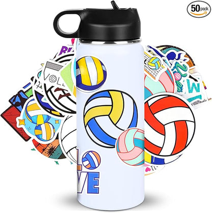 Volleyball Gifts,Volleyball Water Bottle and 50PCS Stickers Accessories Stuff for Teen Girls Player Lovers(18OZ)