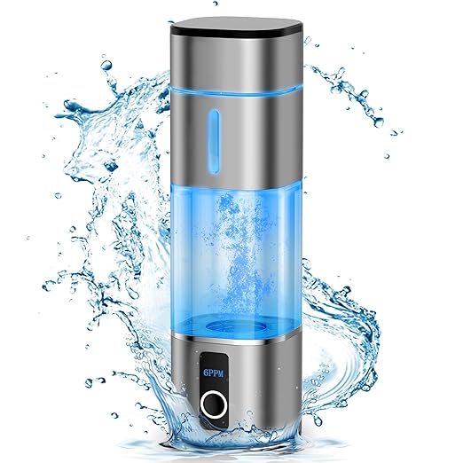 6000PPB Hydrogen Water Bottle, 2 Modes Rechargeable Portable Hydrogen Water Bottle Generator, Ion Water Bottle with LED Display, Water Ionizer Machine Suitable for Office, Travel and Daily Drinking