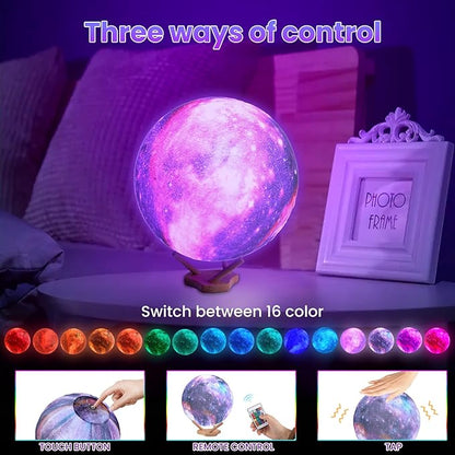Moon Lamp Galaxy Lamp Kids Night Light 5.9 Inch 16 Colors LED 3D Star Moon Light with Wooden Stand Remote Control Touch Tap Controller USB Rechargeable Gift for Baby Children Girls Boys