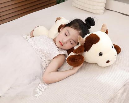 25.6 inch 5 lbs Cow Weighted Stuffed Animals, Large Weighted Plush Animal, Cute Plush Toy Pillow, Soft Kawaii Plushie Gifts for Adults, Kids, Boys and Girls(Off-White)