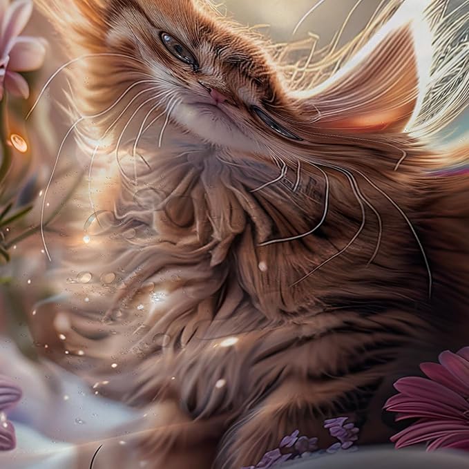 AILONEN Kawaii Cat Shower Curtain Set, Beautiful Kitty with Butterfly Waterproof Fabric Shower Curtain for Kids Boys,Cat Lovers Animal Design Shower Curtain for Bathroom,36" W*72" H