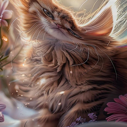 AILONEN Kawaii Cat Shower Curtain Set, Beautiful Kitty with Butterfly Waterproof Fabric Shower Curtain for Kids Boys,Cat Lovers Animal Design Shower Curtain for Bathroom,60" W*72" H