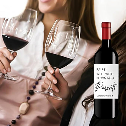24 Pcs Parents Pregnancy Baby Announcement Wine Labels, Funny Pregnancy Baby Announcement Gifts for New Parents Wine Bottle Stickers Labels, Pairs Well With Becoming A Parents Wine Labels