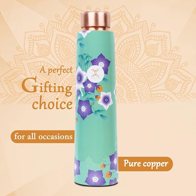Pure Copper Water Bottle Experience the Benefits of MERCAPE® Pure Copper Water Bottle - Joint Less, Leak Proof (900ml) (Classic 2)