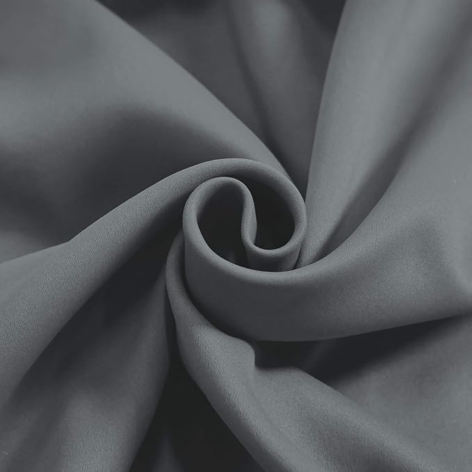Gray Valance for Windows 42x18 Inch Solid Thermal Insulated Blackout Rod Pocket Kitchen Short Curtain Toppers Grey Valance for Bathroom Living Room 2 Panels