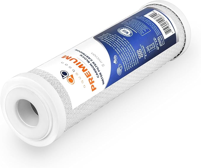 Aquaboon 5 Micron Water Filter 10 x 2.5 - Premium Carbon Block Water Filter - Carbon Water Filter Cartridges - Whole House Water Filter Cartridge Replacement Compatible with FXWTC, WFPFC8002, 25 Pack